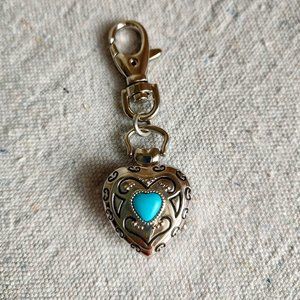 Cute Silver and Blue Heart Charm / Clip Watch